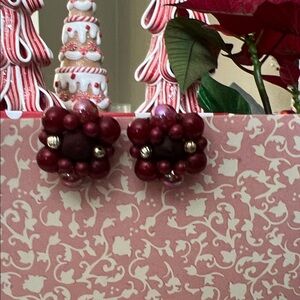 Vintage 1950’s Red Beaded Cluster Earrings